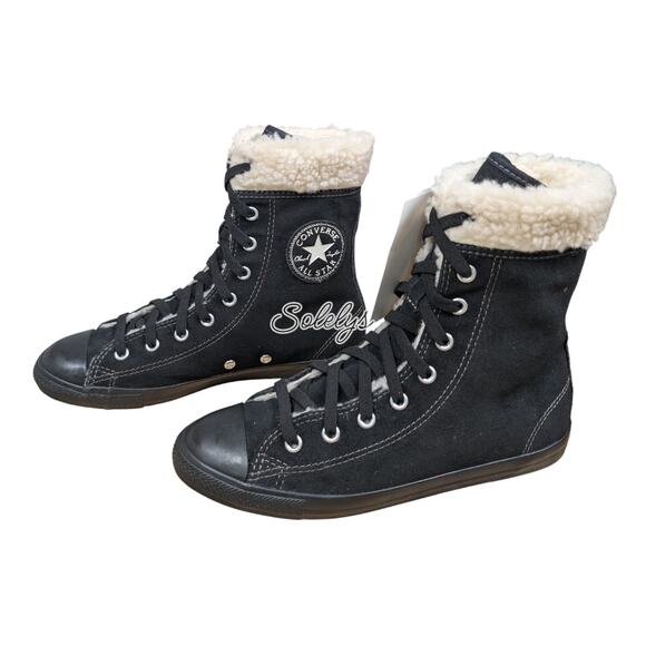 Converse 2014 CT Dainty Suede Shearling Trim XHI Extra High Black Sneaker 6 NWT - Picture 4 of 11